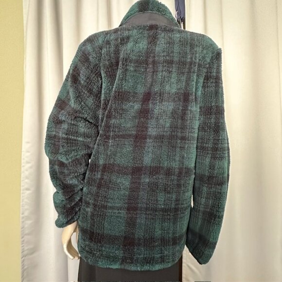 Eddie Bauer - Pullover Plaid Sherpa Fleece Snap Neck Kangaroo Pocket Men's XL - Picture 3 of 8
